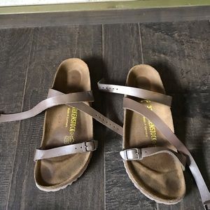 Birkenstock’s wrap around ankle sandals